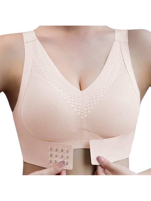 Nursing Bras for Breastfeeding Plus Size Solid Color Wave Lace Wireless Soft Support Together Daily Bra,Antibacterial Fabric Nursing Bras Pink,M