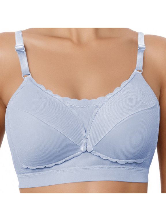 Nursing Bras for Breastfeeding Ultra Comfort Push Up Wireless Seamless Underwear Maternity Bra for Pregnancy,Antibacterial Fabric Nursing Bras Blue,80