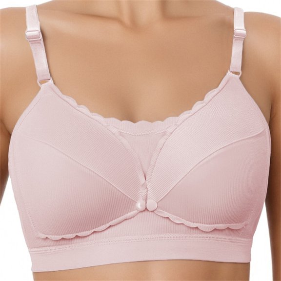 Nmnitkp Nursing Bras for Breastfeeding Ultra Comfort Push Up Wireless Seamless Underwear Maternity Bra for Pregnancy,Antibacterial Fabric Nursing Bras Pink,85