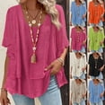 thumbnail image 1 of Nmnitkp Oversized Women's Short Sleeve T-Shirts Ruffle Sleeve Crew Neck T-Shirt, Loose Fit Solid Color Flowy Summer Tops for Daily Wear Hot Pink,L, 1 of 6