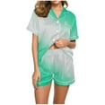 thumbnail image 1 of Nmnitkp Pajamas for Women Set Soft and Friendly Skin Color gradient Womens Silk Satin Pajamas Short Sleeve Loungewear Two-Piece Sleepwear Button-Down Pj Set S-XXL, 1 of 5