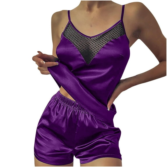 Nmnitkp Pajamas for Women Set Soft and Friendly Skin Lace Trim Short PJ Set Modal V Neck Silk Easy to Wear and Take Off Pajamas for Women Sleeveless Sleepwear Drawstring Waist Nightwear S~XXL