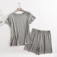 thumbnail image 1 of Nmnitkp Pajamas for Women Set 2-Piece Solid Color Modal Loungewear - Loose Short-Sleeved Shirt & Shorts Gray,2XL, 1 of 6
