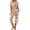 thumbnail image 1 of Nmnitkp Pajamas for Women Set Comfortable Sleep Aid Women V-neck Short Sleeved Pajamas And Pants Set Casual Pajamas With Pockets, 1 of 9