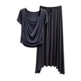 thumbnail image 1 of Nmnitkp Pajamas for Women Set,Womens Pajamas Sleep Aid Women Fashion Casual V-neck Short-sleeved Skirt Loose And Slim Casual Two-piece Suit, 1 of 3