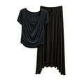thumbnail image 1 of Nmnitkp Pajamas for Women Set,Womens Pajamas Sleep Aid Women Fashion Casual V-neck Short-sleeved Skirt Loose And Slim Casual Two-piece Suit, 1 of 3