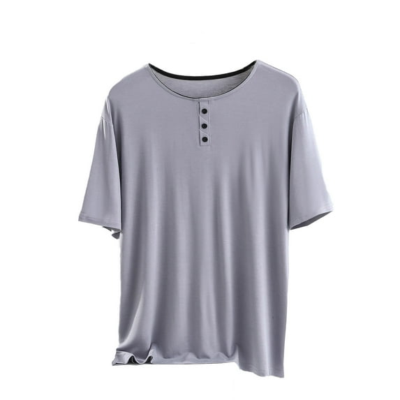 Nmnitkp Pajamas for Women Short Sleeve Loose Simple Solid ColorBreathable and Comfortable Pajamas Button-Up Short-Sleeved Crew-Neck Pajamas Top