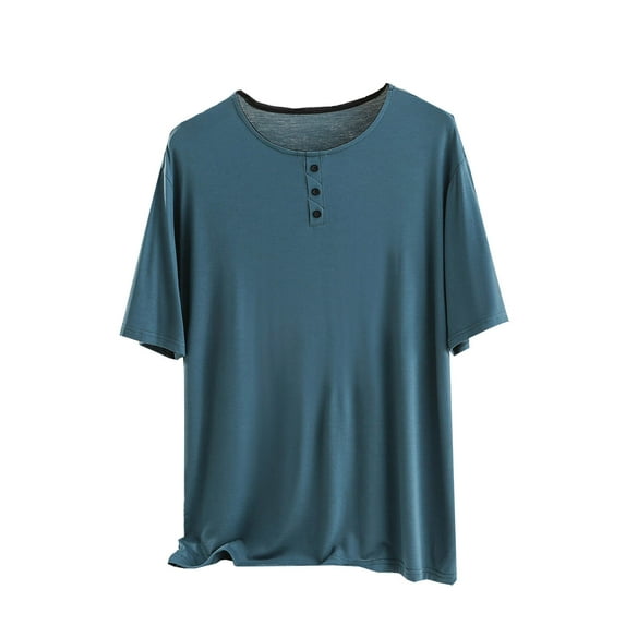 Nmnitkp Pajamas for Women Short Sleeve Loose Simple Solid ColorBreathable and Comfortable Pajamas Button-Up Short-Sleeved Crew-Neck Pajamas Top