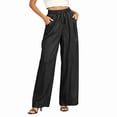 thumbnail image 1 of Nmnitkp Pants for Women Chambray Wide Leg Pants High Waisted Drawstring Elastic Waist Pull On Casual Pants with Pockets for Work Travel Everyday WearDark Gray,L, 1 of 9