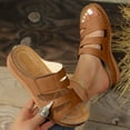 thumbnail image 1 of Nmnitkp Platform Sandals Women Arch Support Womens Sandals Durable Women’s Comfortable Open Toe Crisscross Straps Slip on Wedge Sandals, 1 of 8