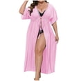 thumbnail image 1 of Nmnitkp Plus Size Summer Cardigan Bikini Outerwear Solid Colored With Strap Sun Protection Cardigan Summer Blouses for Women 2025 and Womens Blouse, 1 of 4