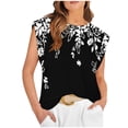 thumbnail image 1 of Nmnitkp Plus Size Tank Tops for Women Summer Casual Floral Crew Neck Sleeveless Shirts Loose Fit Pleated Tunic Tops S-2XL, 1 of 4