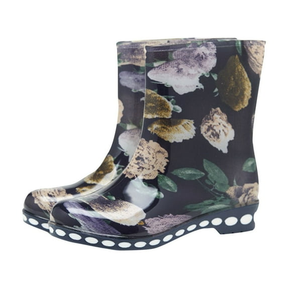 Nmnitkp Rain Boots Premium Material Waterproof Womens Rain Boots insulated,Lightweight Rubber fashion Wellies in Gardening,Warm and Comfortable Wide Calf Rain Boots with Glossy in Outdoor