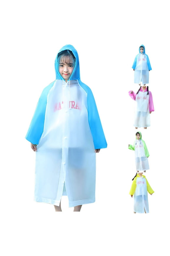 Raincoat for Girls Raincoat for Boys Children's Sunscreen Thin Breathable Outdoor Parent-child Long Sleeved Hooded Casual Jacket Raincoat Blue,Free Size