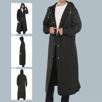 Nmnitkp Raincoat Waterproof Long Rain Jacket Lightweight Rainwear with Packable Hood for Men Women Adults Black,2XL