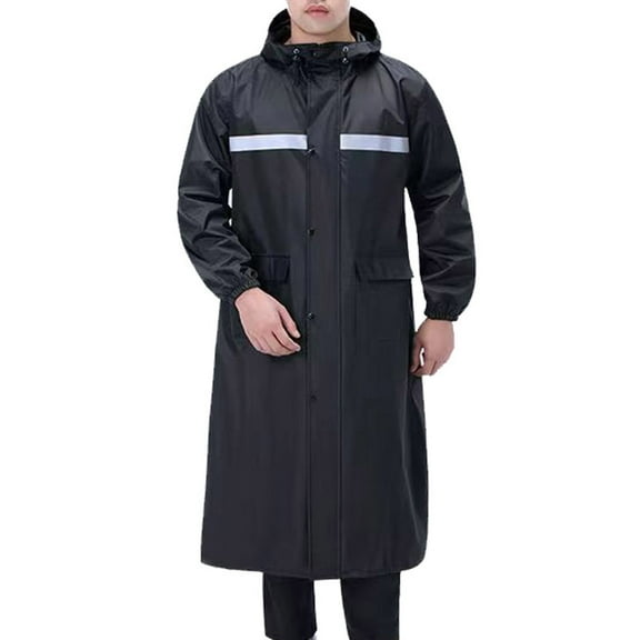 Nmnitkp Raincoat for Men Long Safety Rain Coats with Air Vents Reflective Stripes Waterproof Rain Jacket with Hood Lightweight Black,3XL