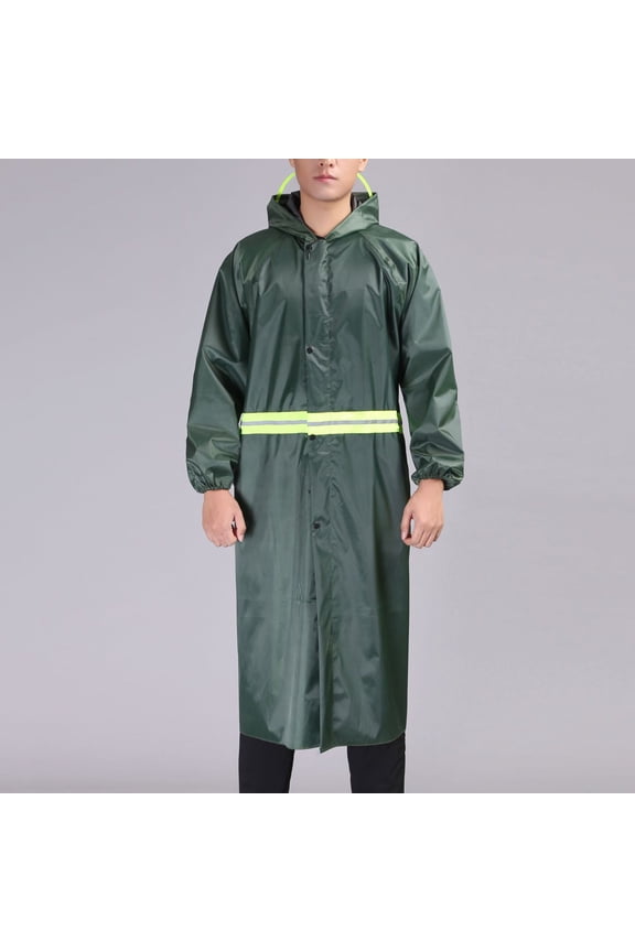 Raincoat for Men Reusable Raincoat for Women Solid Color Windbreaker Cloth Hooded Adult Emergency Reflective Raincoat Army Green,3XL