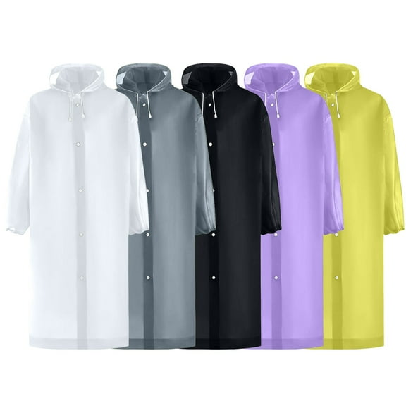Nmnitkp Raincoat for Women Men Reusable 5PC Outdoor Long Sleeved Hooded Raincoat Red,Free Size