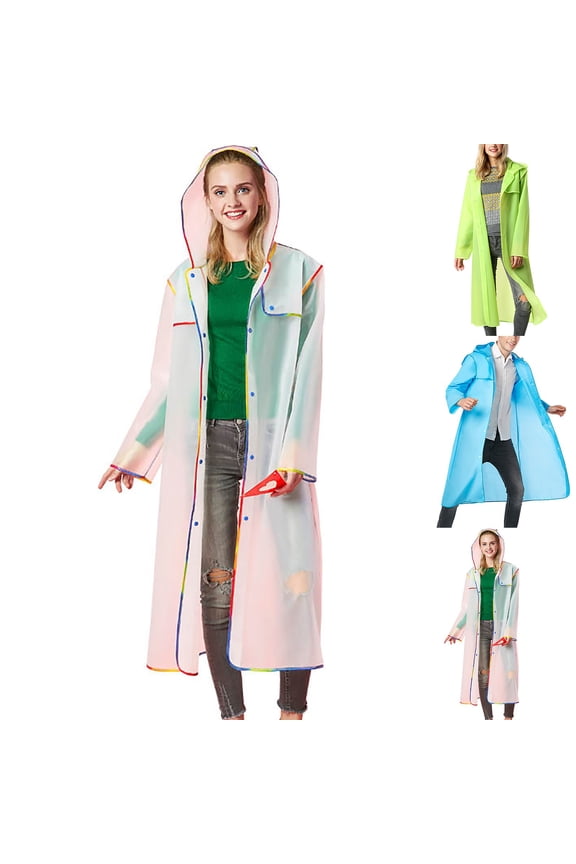 Raincoat for Women Men Reusable Eva Transparent Fashion Wrapped Long Outdoor Hiking Mountaineering Travel Adult Raincoat White,L