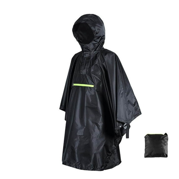 Nmnitkp Raincoat for Women Men Reusable Integrated Storage System Cloak Raincoat Adult Outdoor Hiking Polyester Raincoat Black,Free Size
