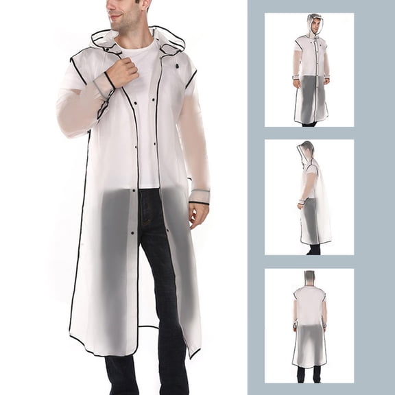 Nmnitkp Raincoat for Women Mens Long Hooded Safety Rain Jacket Waterproof Emergency Raincoat Poncho Raincoat White,3XL