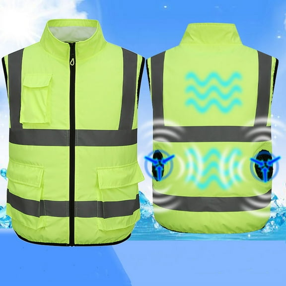 Nmnitkp Safety Vest Cooling Vest For Men and Women- Air Conditioning Fans, Heat Reducing Clothing, Unique Design Provides UV Protection Outdoor Activities(No Battery Pack)