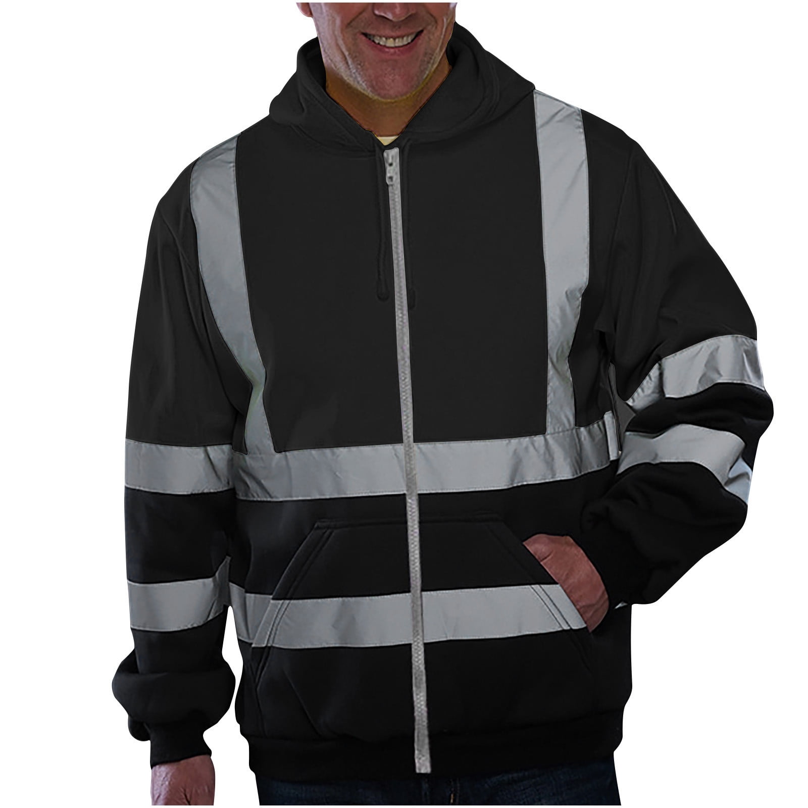 VENDACE Hi-Vis Safety Reflective Sweatshirt - ANSI Class 3 Fleece Jacket, No Hood, Quarter Zip