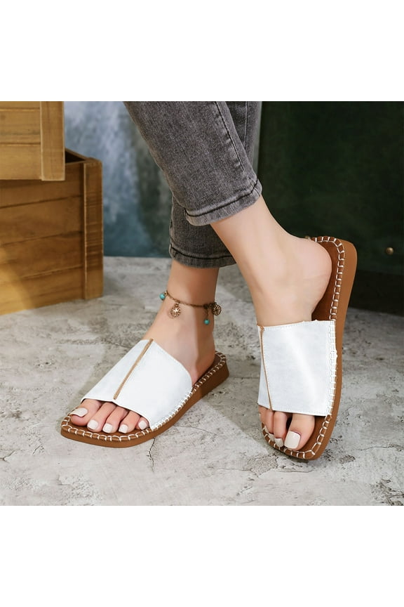 Sandals for Women 2026 Arch Support Womens Slippers Durable Shoes Women Flip Flops Basic Plain Slippers Slip On Sandals Slides Casual Peep Toe Beach