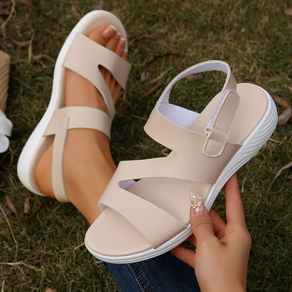 Nmnitkp Sandals Women Arch Support Durable Sandals Women's Flat Sandals, Comfort Elastic Slip-on Light Weight Slingback Casual Walking Sandals