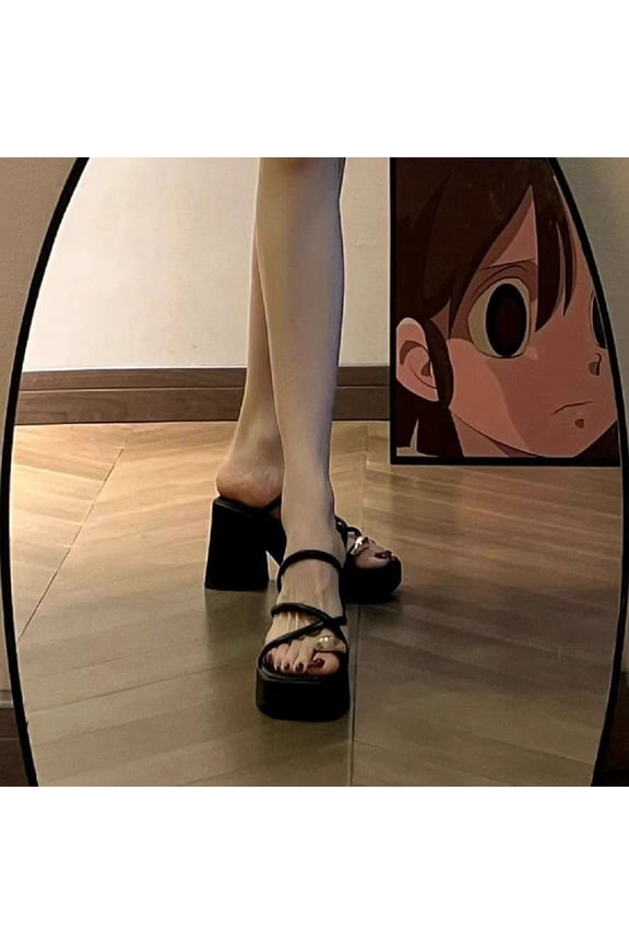 Sandals for Women 2026 Stylish Women's PU Wedge Sandals Platform Thong Leather Strap Slides Backless Slip On Summer Casual Flip Flops