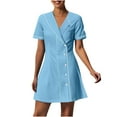 thumbnail image 1 of Nmnitkp Scrub Dress for Women - Fitted Midriff Dress,Women's Solid Color With Pockets Button Splicing Lapel Caregiver Dress Nurse Dress Work Midi Dress, 1 of 6