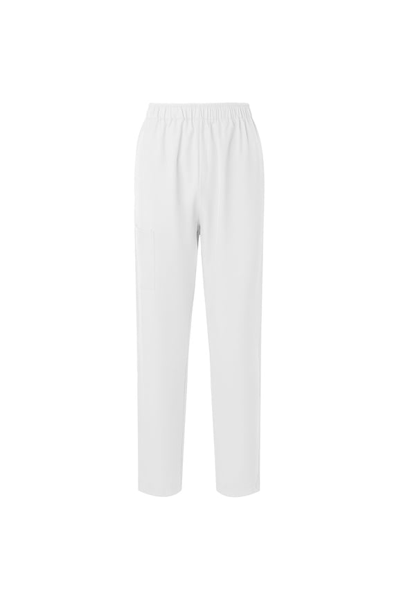 Scrub Pants for Women Solid Color Straight Barrel Elastic Waist Worker Pants Soft Easy Care Medical Uniform Scrub Bottoms for Woman White,S