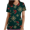 thumbnail image 1 of Nmnitkp Scrubs Tops for Women Fun Christmas Print Scrub Tops Comfortable and Practical Women Tops V-neck Short Sleeved Pocket Scrub Tops Women Stretchy, 1 of 5