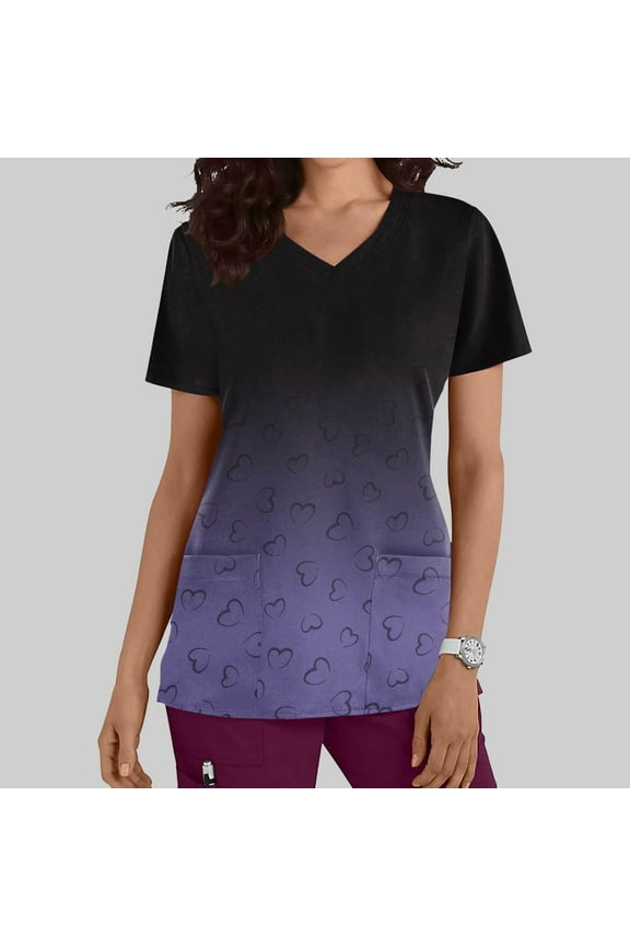 Scrubs for Women - Tuck-In V-Neck Scrub Top, Stretch Fabric, Lightweight, Easy Care,Natural Uniforms Womens scrubs Purple,XL