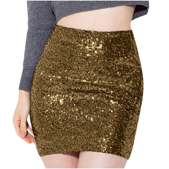 Nmnitkp Sequin Skirt for Women Sparkly Knee Length Concert Mini Skirt Shiny Dance Club Rave Party Skirt for Women Unique Design Mini Skirt