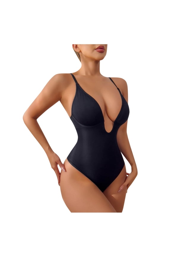 Shapewear Bodysuit Shorts Tummy Control Seamless Full Body Shaper Butt Lifting Faja Colombianas Adjustable Straps Black,M