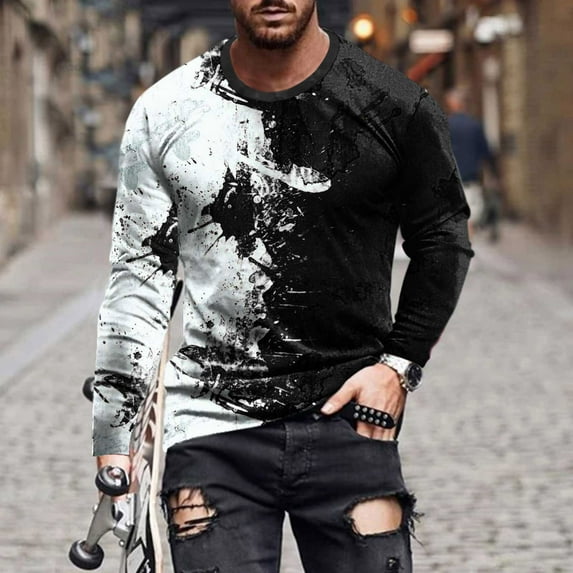 Nmnitkp Shirts for Men Women Fashionable Graphic Long Sleeve Shirt Graphic Tees Unisex 3D Printed Short Sleeve Novelty Tops T-Shirts & Skin-Friendly Long Sleeve Shirts For Men(Plus Size)