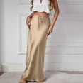 thumbnail image 1 of Nmnitkp Skirts for Women Comfortable & Healthy Fabric Womens Solid Color Skirt Midi Long Length Silk Satin High Waist Elastic Skirts & Fashionable Trends Maxi Skirts for Women, 1 of 1