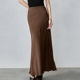 thumbnail image 1 of Nmnitkp Skirts for Women Comfortable & Healthy Fabric Womens Solid Color Skirt Midi Long Length Silk Satin High Waist Elastic Skirts & Fashionable Trends Maxi Skirts for Women, 1 of 8