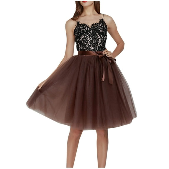 Nmnitkp Skirts for Women Unique Design Womens Skirts Beautiful Women's Tulle Skirt Knee Length 6-Layered Wedding Party Homecoming Prom Dress