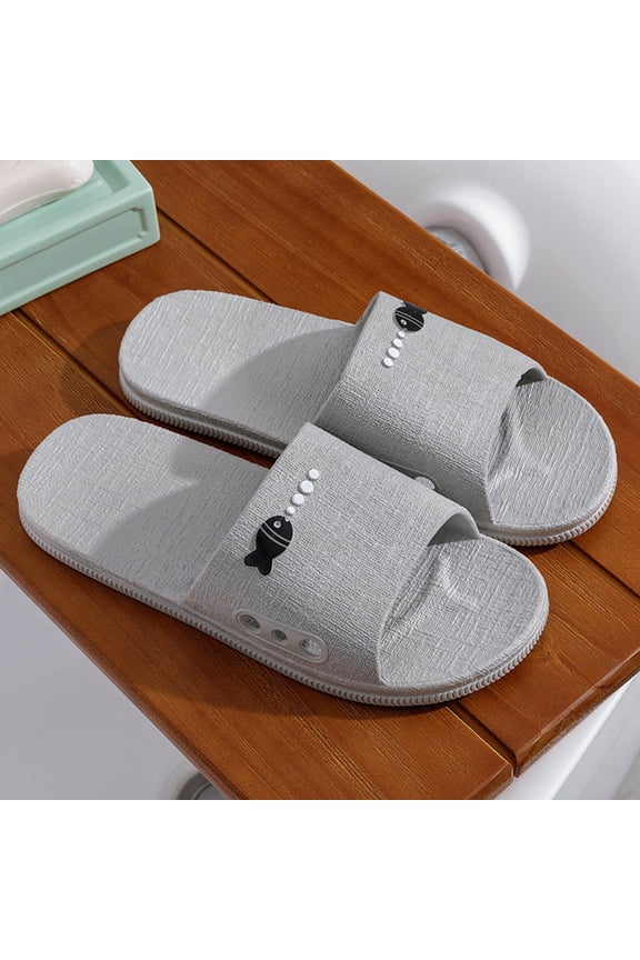 Slippers Couple's Matching Cute Fish Non-Slip Bathroom Slippers Quick Dry Soft Sole Open Toe Shower Slides Unisex For Men Women Home Hotel Gray 40
