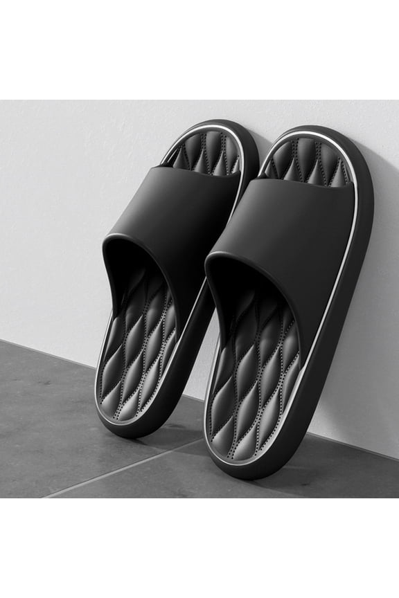 Slippers Unisex Diamond Patterned Cloud Slides Non-Slip Thick Sole EVA Slippers Odor Resistant Casual Bathroom Shoes For Indoor Outdoor Spring Summer 2026 Black 44