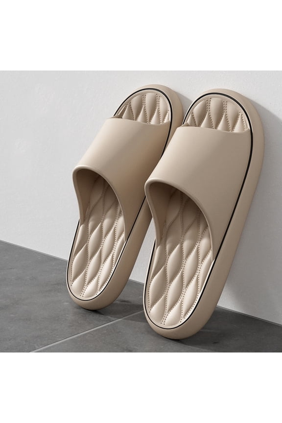 Slippers Unisex Diamond Patterned Cloud Slides Non-Slip Thick Sole EVA Slippers Odor Resistant Casual Bathroom Shoes For Indoor Outdoor Spring Summer 2026 Khaki 40