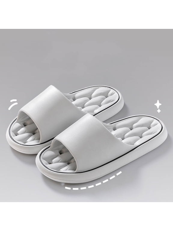 Slippers for Women Men Couple's Quick Dry Non-Slip Bathroom Slippers Massage Footbed Open Toe EVA Slides Comfortable Indoor Shower Shoes For Spring Summer 2026 Home Pool Beach Use Gray 36