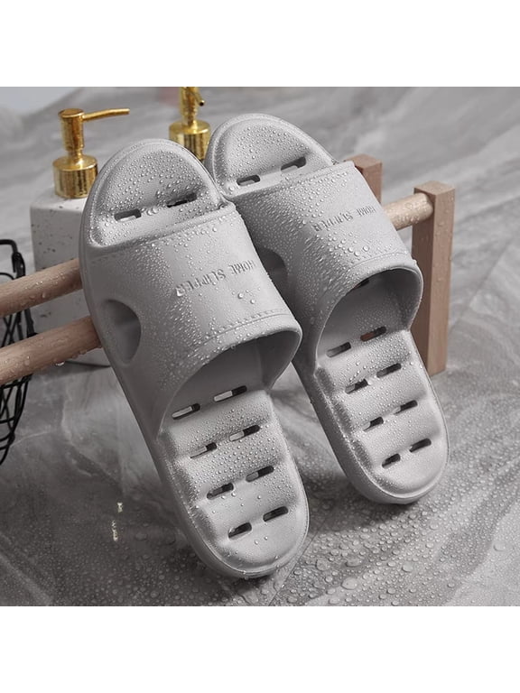 Slippers for Women Men Couple's Quick Dry Non-Slip Bathroom Slippers Massage Footbed Open Toe EVA Slides Comfortable Indoor Shower Shoes For Spring Summer 2026 Home Pool Beach Use Gray 44