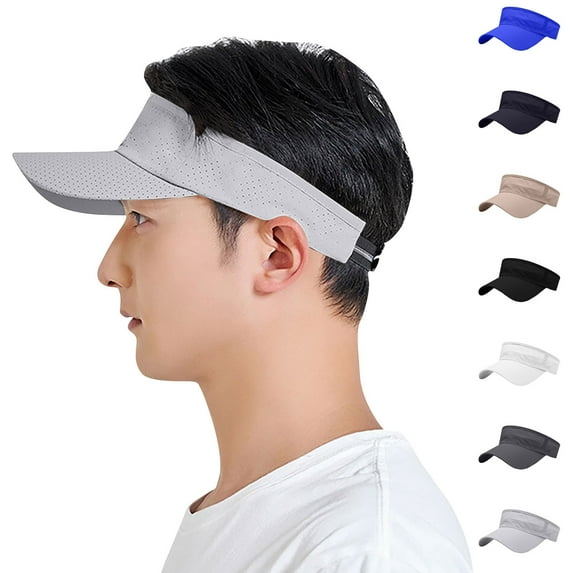 Nmnitkp Sport Sun Visor Hats Adjustable Empty Top Baseball Cap Cotton Ball Caps for Women and Men Gray