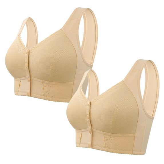 Nmnitkp Sports Bras for Women Comfortable and Breathable Button Front Closure Bras Seamless Cotton Everyday Soft Cup Bras & High Quality Fabric Bra, Plus Size(1,2,3,4PC)