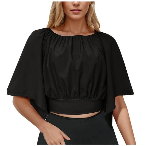 Nmnitkp Spring Tops for Women Going Out Tops for Women Multicolor Womens Tops Off Shoulder Batwing Sleeve Casual Tops for Women Cropped Design