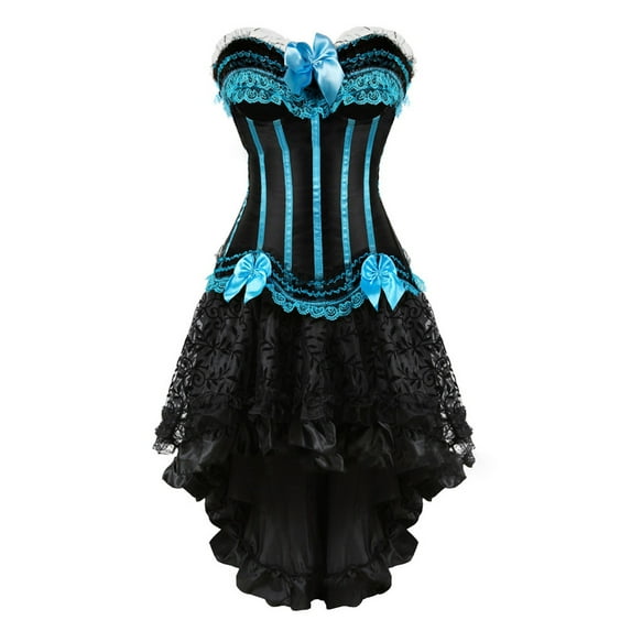 Nmnitkp Steampunk Corset Skirt Renaissance Corset Dress for Women Gothic Burlesque Corsets Costumes