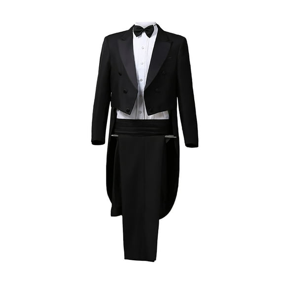 Nmnitkp Suits for Men Tuxedo Suit Performance Magician Stage Performance Singer Bel Canto Conductor Suit Four-Piece 1PC Suit Jacket  1PC Bow Tie  1PC Waist Wrap  1PC Suit Pants
